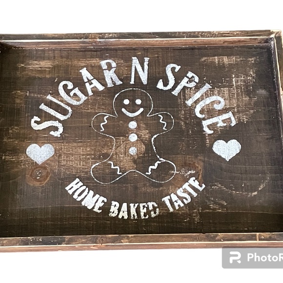 Wood serving tray. Great as decor, cookie serving, coffee/tea, wine, etc.. - Picture 4 of 5